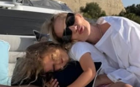 Rosie Huntington-Whiteley shares rare snaps with son Jack, 9, and daughter Isabella, 4, as she enjoys a sunny getaway with fiancé Jason Statham