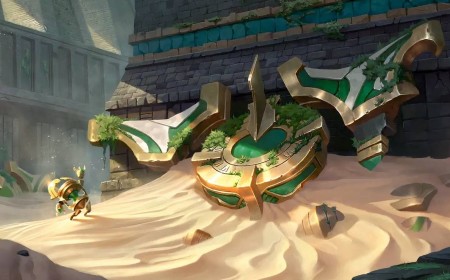 Exclusive League of Legends TCG reveal showcases Protective Sands, a new battlefield for Riftbound: Vendetta