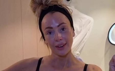 Olivia Attwood poses in her underwear as she applies her fake tan on wild trip to Ibiza with her pals