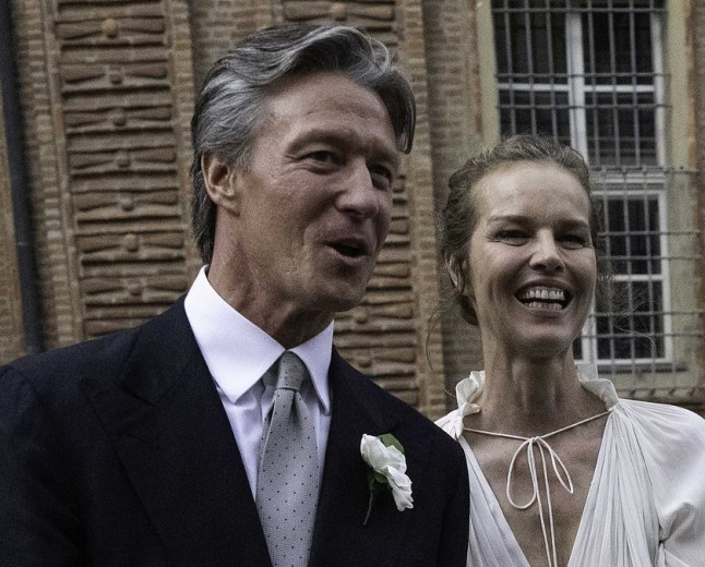 Eva Herzigova, 53, stuns in a Lanvin bridal gown as she finally marries businessman Gregorio Marsiaj in Italy after 25 years together
