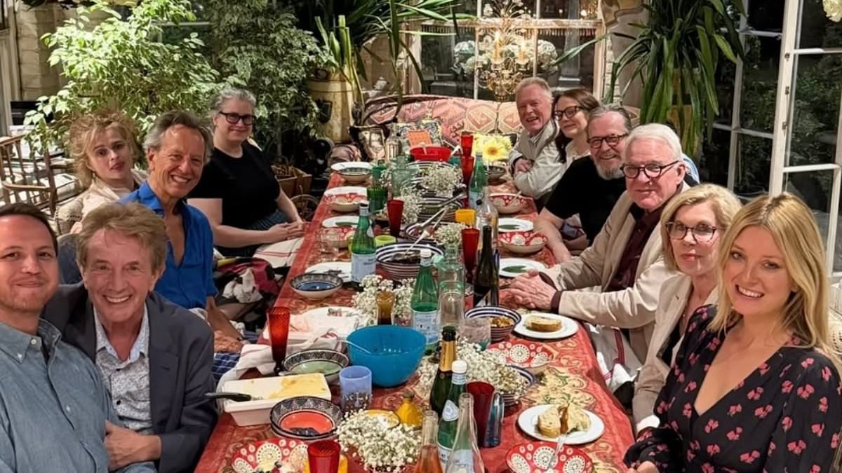 Richard E Grant reveals he 'edited' friends out of his life after the death of his wife as he shares 'iconic' snap of his A-list dinner party guests