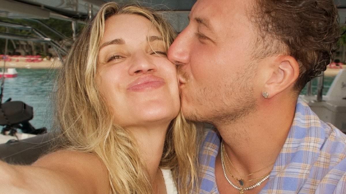 Pussycat Dolls star Ashley Roberts, 44, poses in a daring thong bikini as she packs on the PDA with toyboy George Rollinson, 26, in Barbados