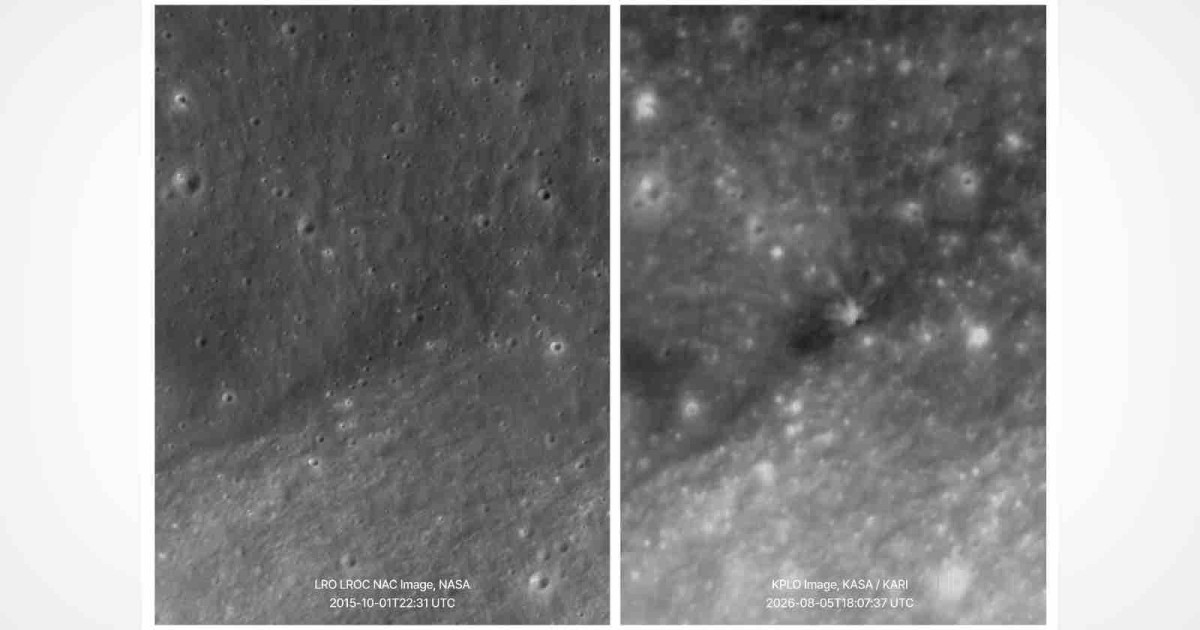 Before-and-After Photos Show the Crater Left by SpaceX Rocket on the Moon