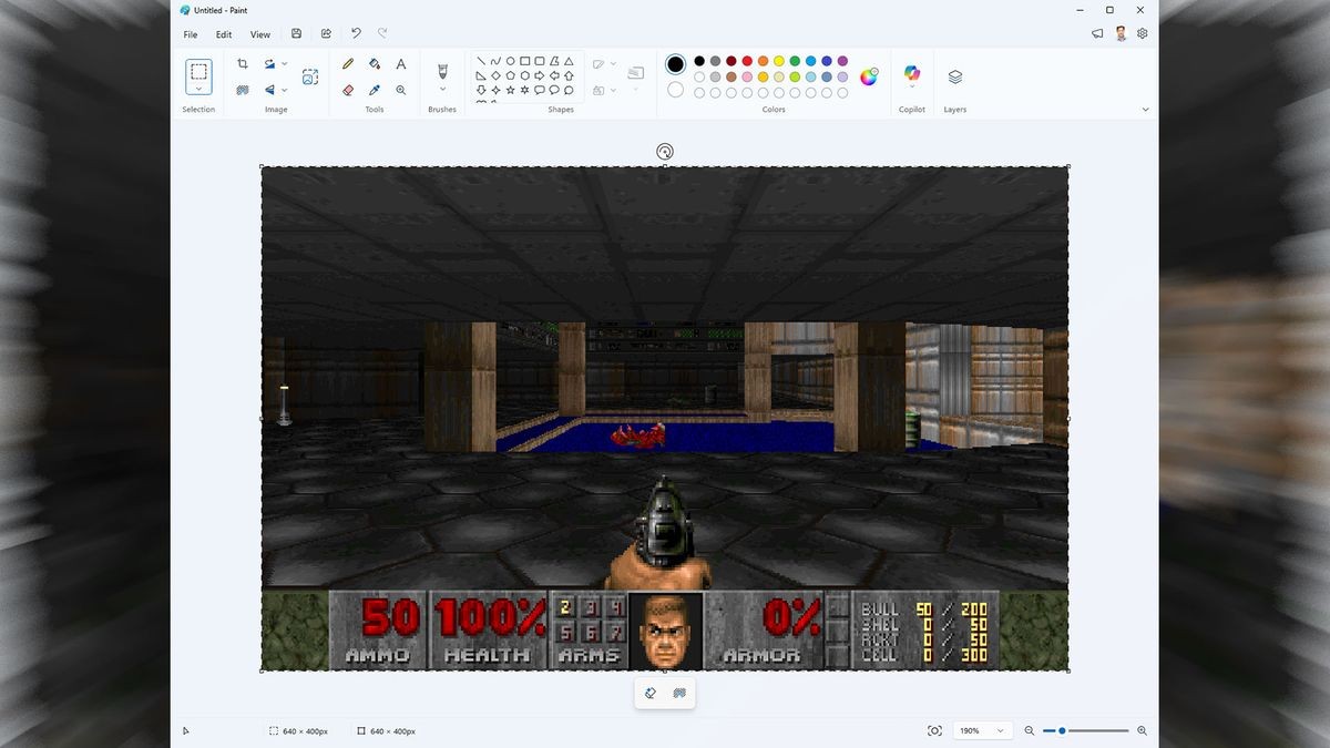 Microsoft Paint used as a 'monitor' to run Doom at up to 35 fps, project released by firm's Azure CTO — runs actual Doom engine and loads real shareware DOOM1.WAD