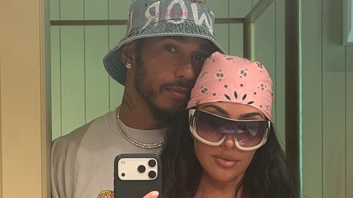 Kim Kardashian's boyfriend Lewis Hamilton embraces her in steamy bikini photo from tropical family trip