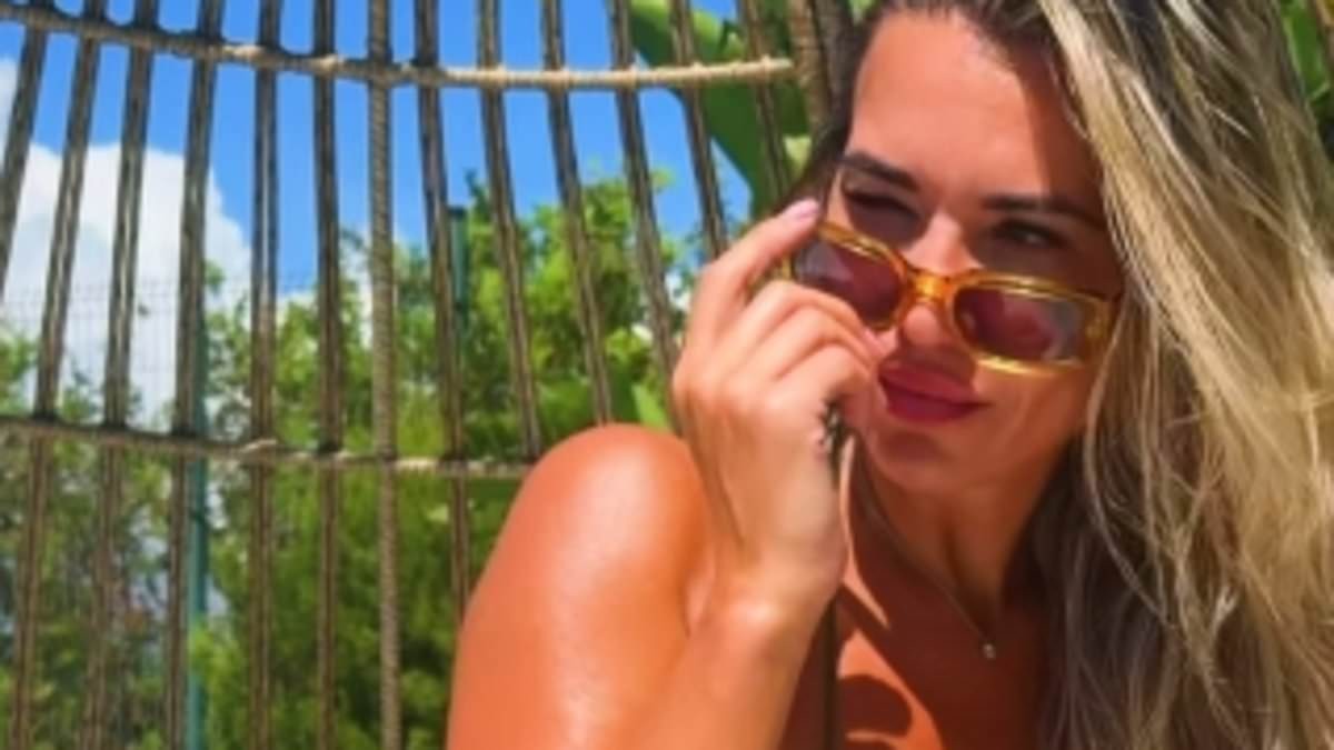 Christine McGuinness turns heads in a tiny khaki bikini and vows 'I don't give a f**k anymore' in defiant posts amid ex Paddy's new romance