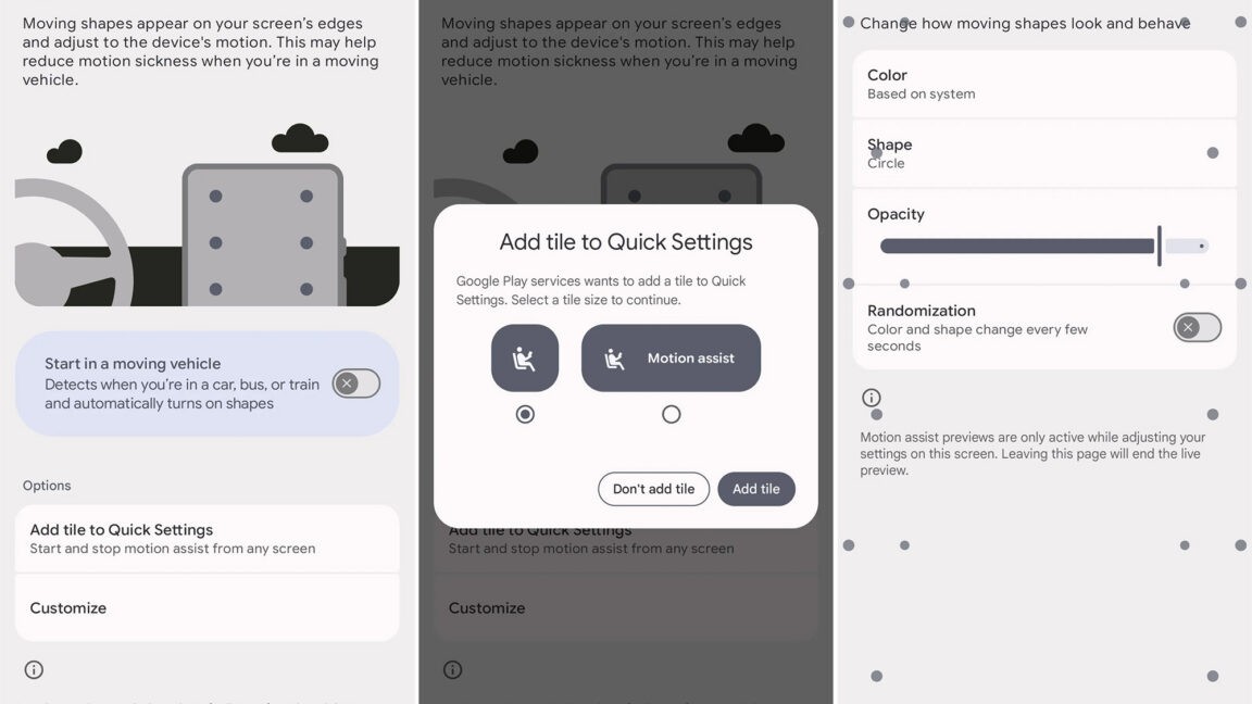 Google's anti-nausea Motion Assist dots finally rolling out on Android