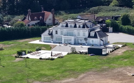 Mark Wright and Michelle Keegan's VERY green grass stands out next to the dry surroundings during record-breaking drought