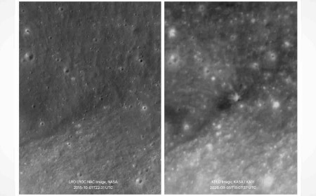 Before-and-After Photos Show the Crater Left by SpaceX Rocket on the Moon