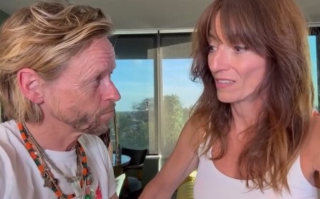 Davina McCall, 58, tells off her hairdresser husband Michael Douglas, 53, after he suggested they will both retire in five years