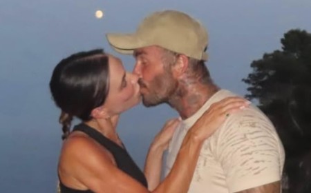 Victoria Beckham passionately kisses husband David as she shares wholesome family snaps from their European summer - as estranged son Brooklyn cosies up to Nicola in bed