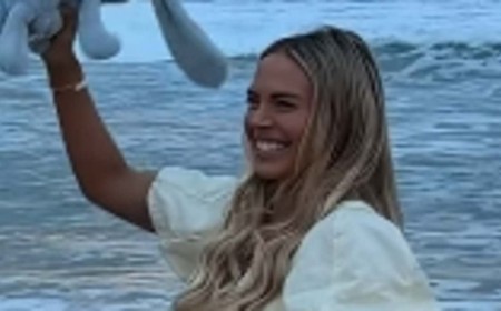 Bachelor star Cass Wood reveals she's having a boy as she hosts intimate gender reveal celebration