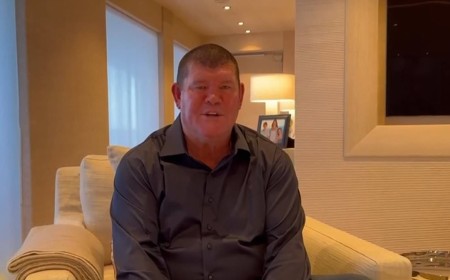 James Packer makes a very rare TV appearance at the Logies from his $200 million superyacht after his wedding to Kylie Lim