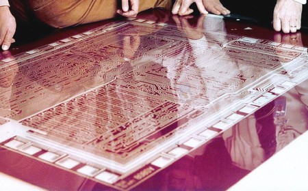 Owner of original Intel 8080 pre-production layout seeks restorer — handcrafted Rubylith mask shows 5,000 transistors and interconnect patterns of the fabled 2 MHz CPU