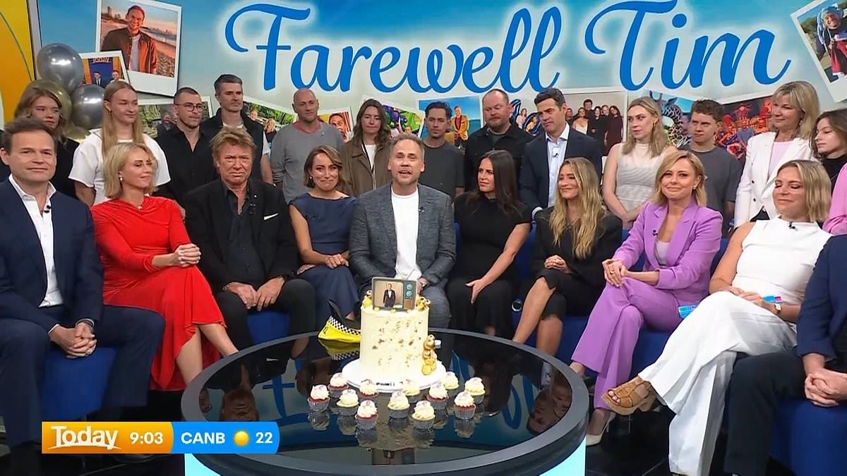 Nine weather presenter Tim Davies fights back tears as he says final goodbye on Today after seven years