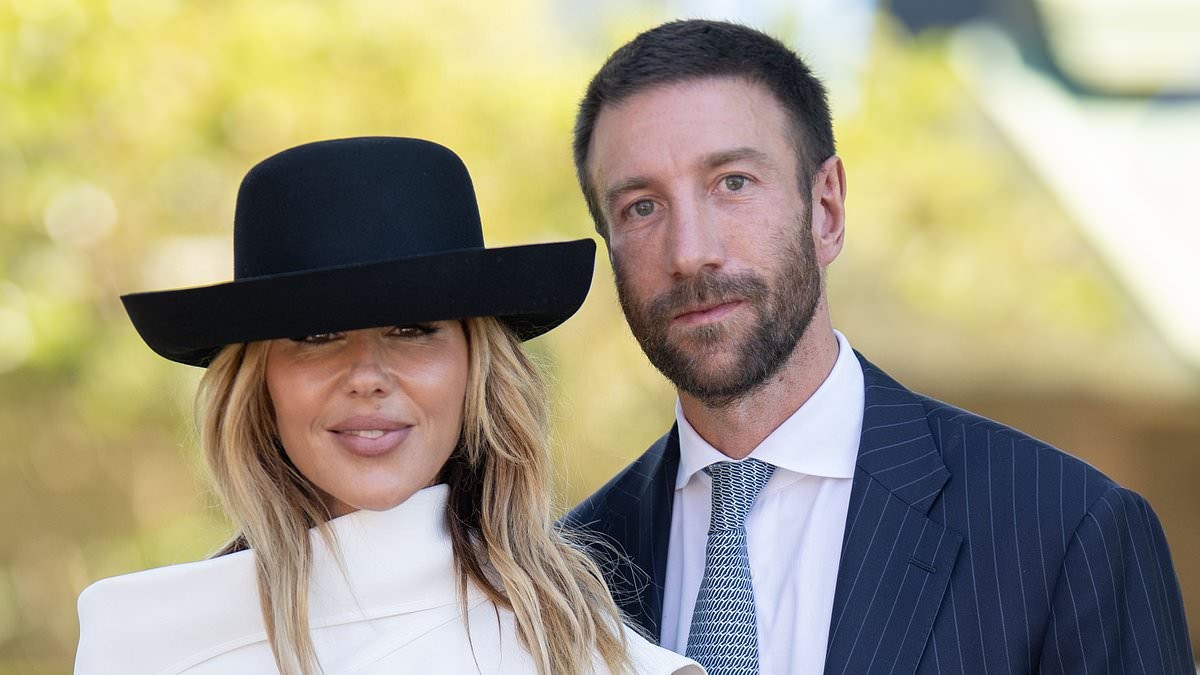 Pip Edwards and her new boyfriend Nicholas Nogarotto turn heads in monochromatic elegance at Royal Randwick's Surf to Turf Day in Sydney