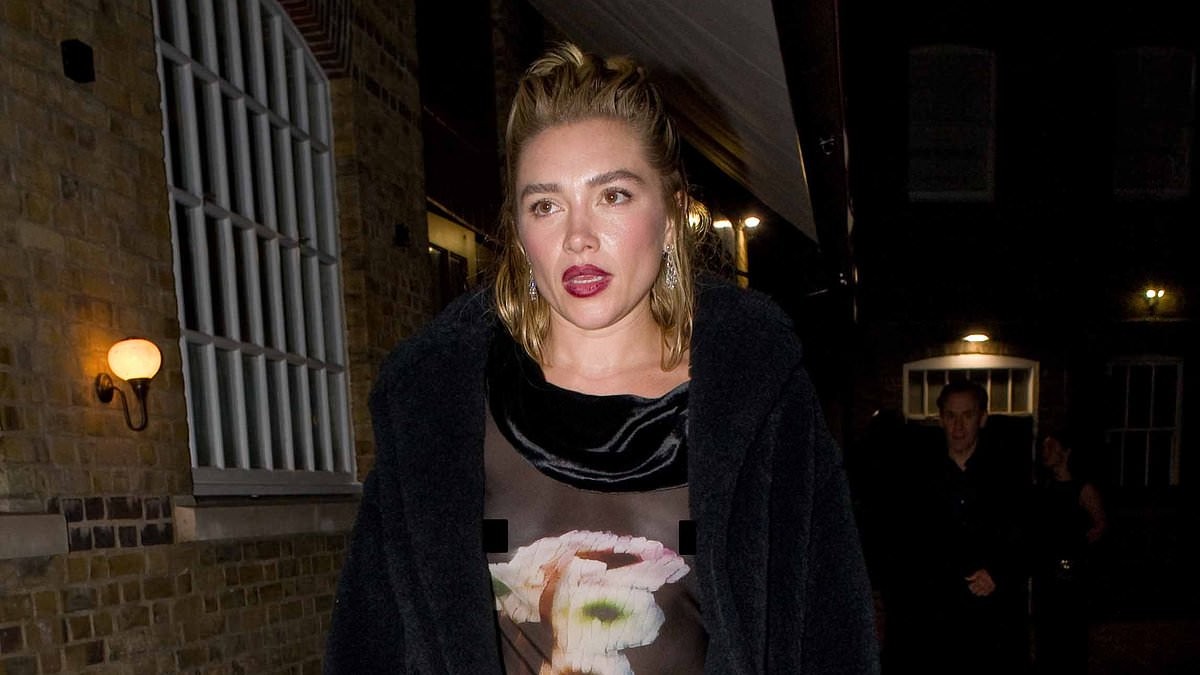 Florence Pugh puts on an eye-popping display in a sheer dress as she enjoys a night out in Mayfair after speaking out on 'difficulties' with Olivia Wilde on the Don't Worry Darling set
