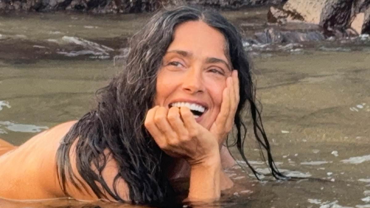 Salma Hayek strips off for a nude swim and says she's 'grateful' as she celebrates her milestone 60th birthday