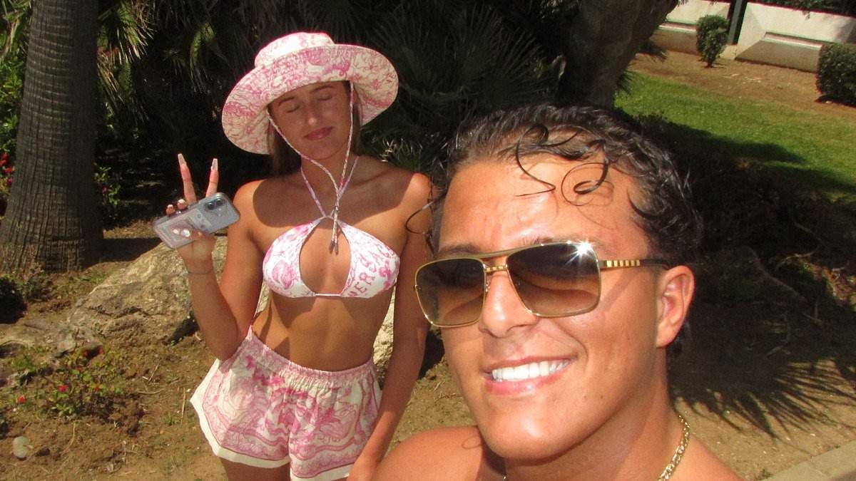 Venezuela Fury, 16, slips into a pink Dior bikini and matching sunhat as she shares holiday pictures with husband Noah Price, 19, after quitting I'm A Celebrity spin-off 'due to illness'