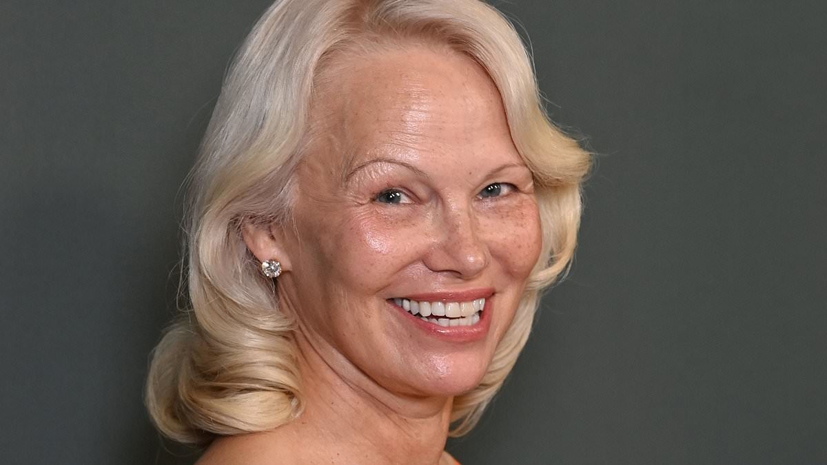Makeup free Pamela Anderson, 59, steals the show in orange satin dress as she leads the stars at the amfAR Gala during Venice Film Festival