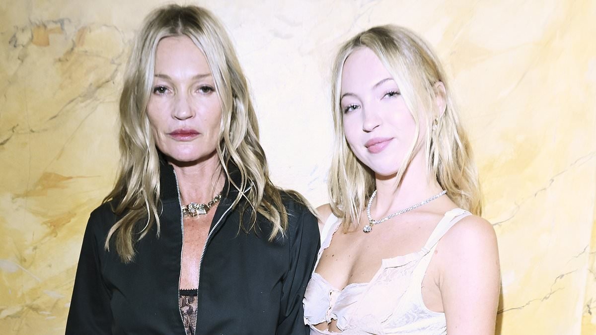 Kate Moss and lookalike Lila enjoy a mother-daughter night out with the fashion crowd to celebrate 10 years of the supermodel's agency