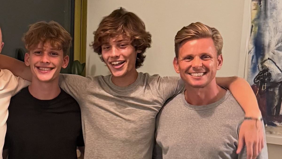 Jeff Brazier reunites with his sons for a get-together to celebrate Bobby's 'homecoming' from New York after family dramas