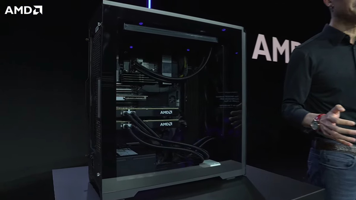 AMD unveils Threadripper Halo Station, an AI workstation packing 96 cores and dual liquid-cooled MI350P accelerators — 'the most powerful workstation in the world' can run trillion-parameter models, says AMD