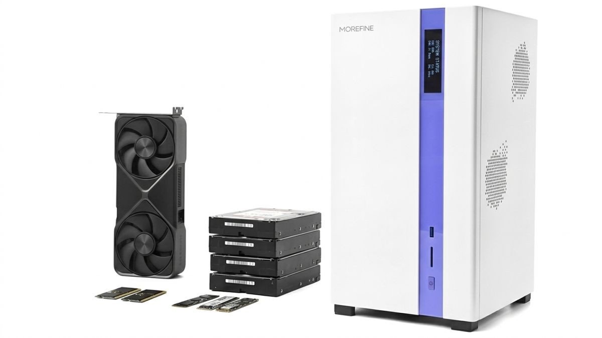 Vertical GPU, top-loading HDDs: Morefine's 4-bay NAS is unlike any AI workstation PC I've ever seen, thanks to a simple physics law