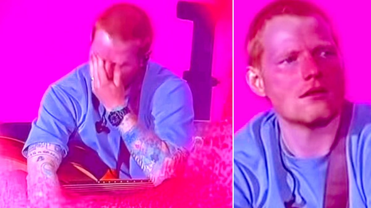 Weepy Ed Sheeran says 'America is a scary place right now' as he lectures fans after bowing to pressure over stance on Israel