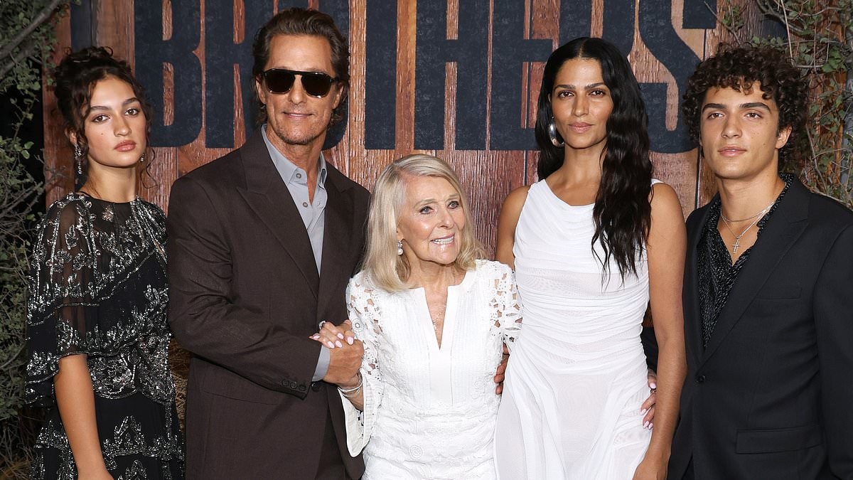 Matthew McConaughey is joined by his stunning wife Camila and their children Vida, 16, and Levi, 18, at the LA premiere for his new series Brothers