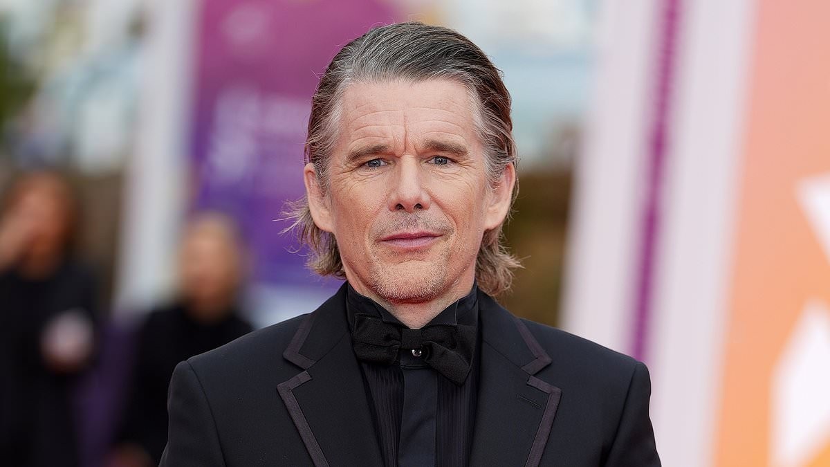 Ethan Hawke makes rare red carpet appearance with daughter Indiana, 15, and wife Ryan Shawhughes at Deauville Film Festival in France