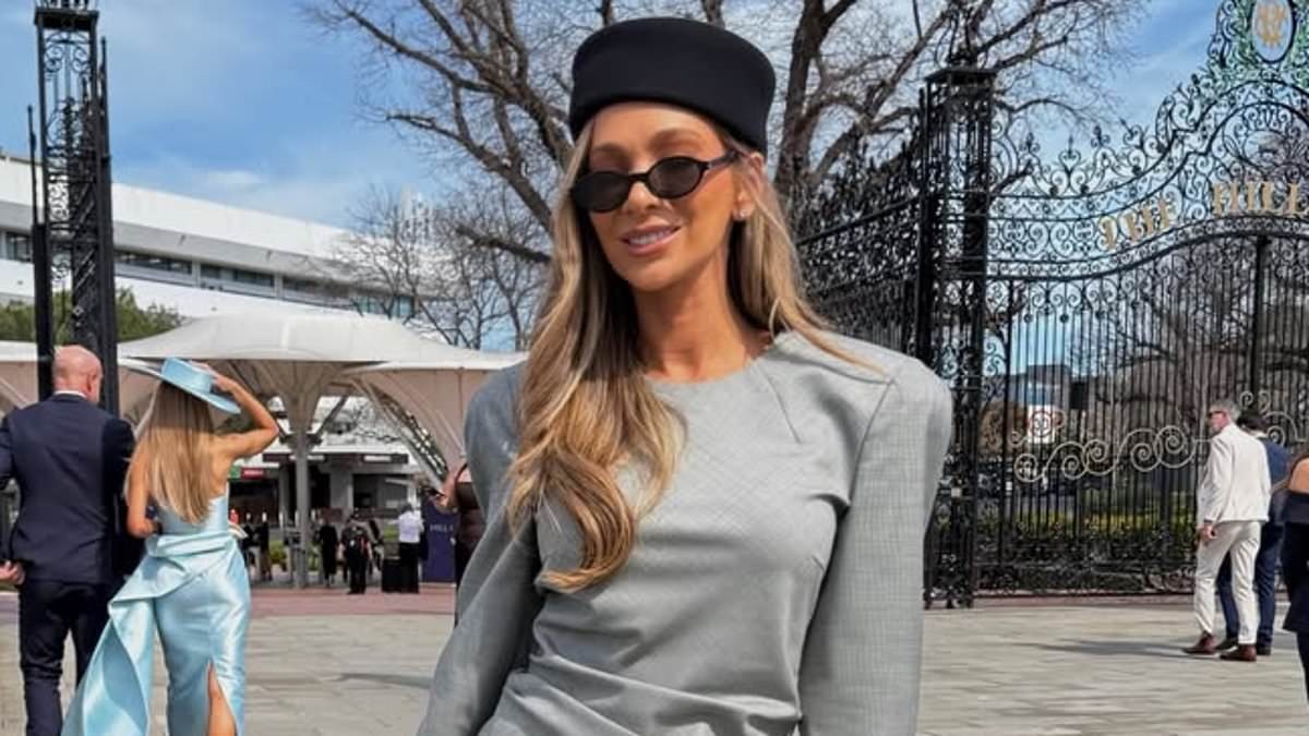 Queen bee AFL WAGS in a close-knit clique attend Melbourne races - as Nadia Bartel looks loved-up with her handsome partner and Bec Judd stuns in baby blue