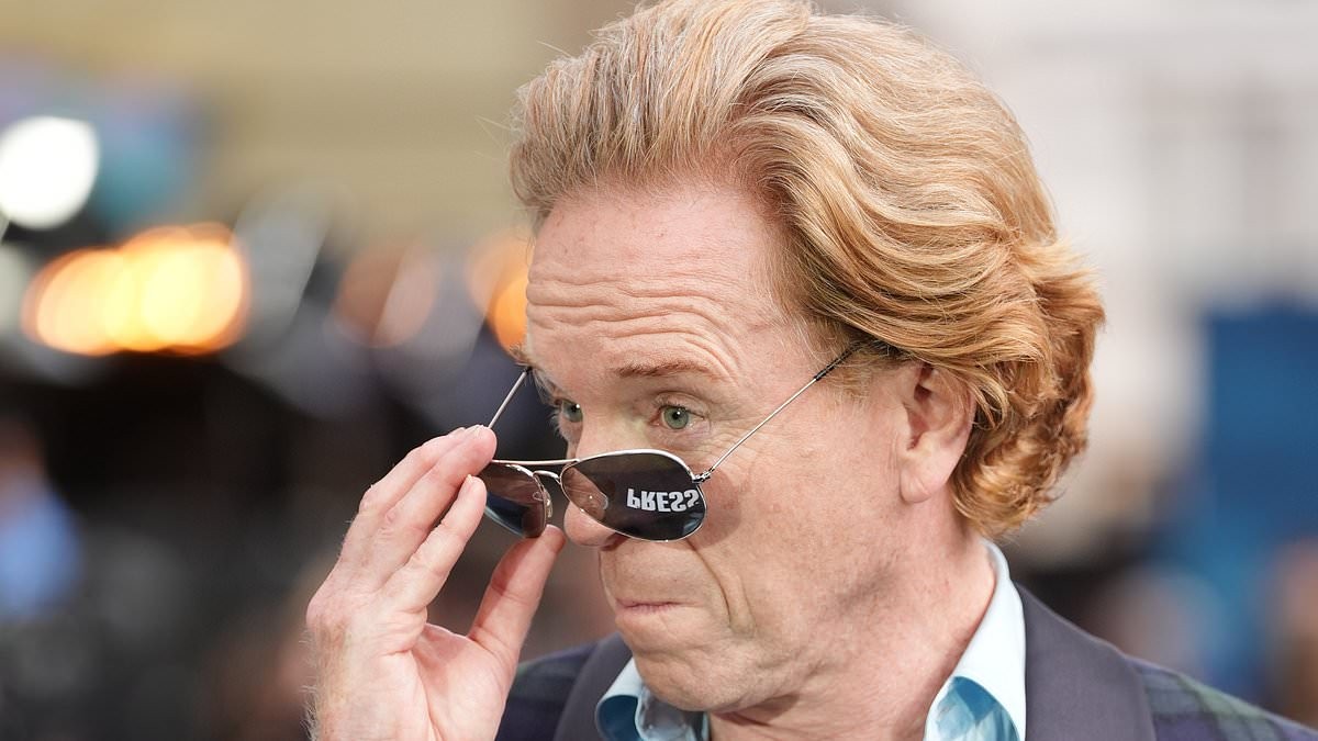 Damian Lewis shows off his quirky sense of style as he joins a slimmed-down Brendan Fraser and Andrew Scott at the Pressure London premiere