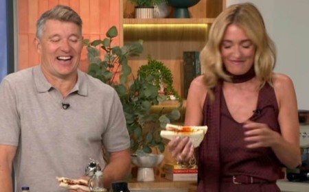 Hungover Cat Deeley and Ben Shephard groan in delight as they tuck into bacon sandwiches after nearly losing their NTAs gong following 'very late night'