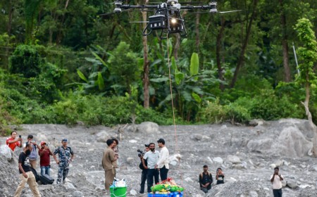 Drones deliver food and remove bodies after Nepal’s flood disaster