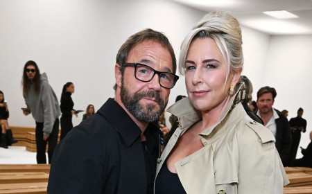 Stephen Graham makes a rare appearance with wife Hannah Walters at the Burberry London Fashion Week show after crediting his acting career to her 'sacrifices'