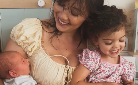 Daisy Lowe looks elated as she shares pictures of 'life as a family of four from the past four weeks' after giving birth to second child