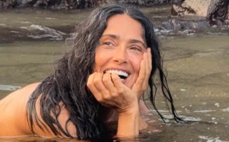 Salma Hayek strips off for a nude swim and says she's 'grateful' as she celebrates her milestone 60th birthday