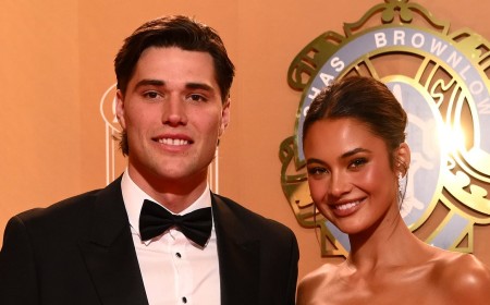 AFL 'It girl' WAG who got the attention of Kylie Jenner steals the show at the Brownlow Medal in a cleavage-baring stunning corset gown
