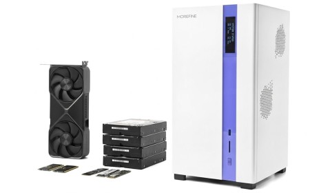 Vertical GPU, top-loading HDDs: Morefine's 4-bay NAS is unlike any AI workstation PC I've ever seen, thanks to a simple physics law