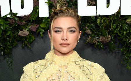 Florence Pugh flashes her toned midriff in a yellow lace co-ord as she attends a screening of her new Netflix period drama East of Eden in West Hollywood