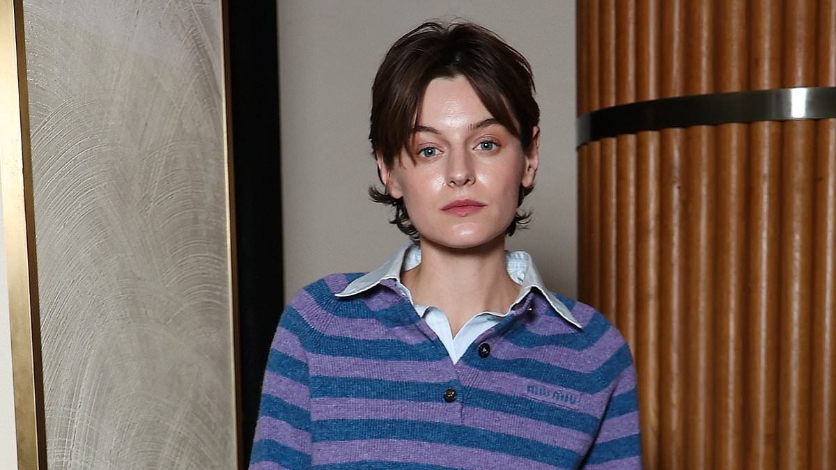 Emma Corrin shows off intricate leg tattoos in pink hotpants at the Miu Miu Paris Fashion Week party