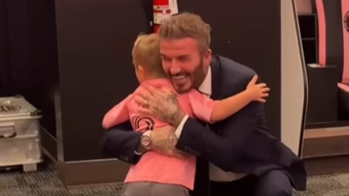 David Beckham shares a hug and a high five with boy, 5, who has Down syndrome in adorable moment before he walks out as Inter Miami mascot