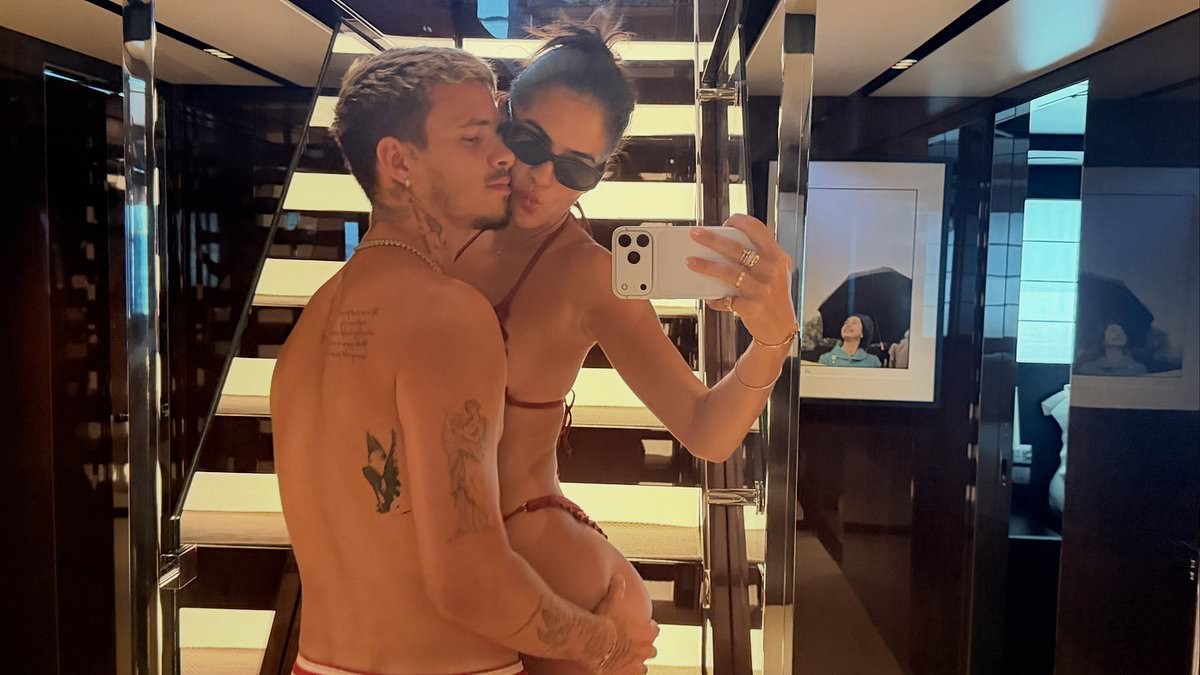 Romeo Beckham and his girlfriend Kim Turnbull share cheeky snaps as they celebrate 'two years of loving and adventures' together