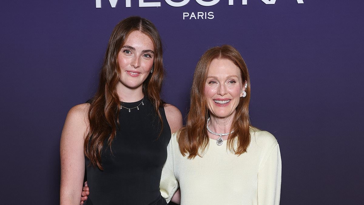 Julianne Moore, 65, poses with her rarely-seen lookalike daughter Liv Freundlich, 24, at MESSIKA jewellery event in Paris