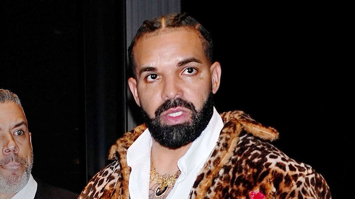 Drake turns heads in a wild cheetah coat and red leather pants to ring in 40th birthday after rocking an eccentric poncho