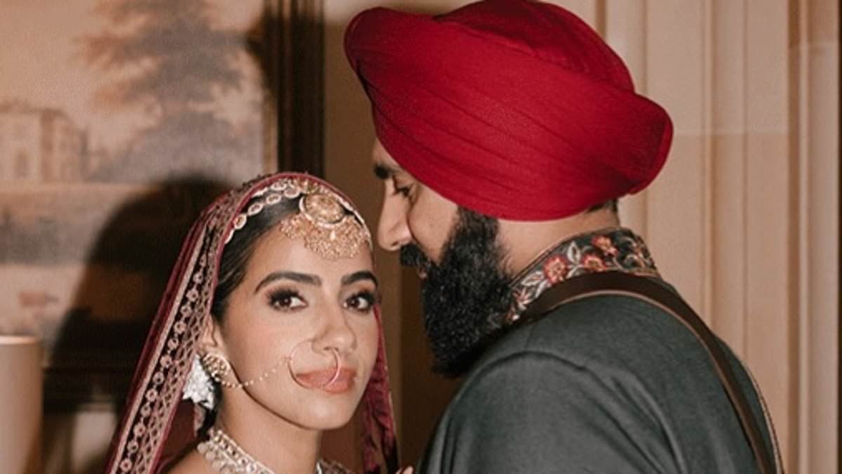 Doctor Who's Mandip Gill stuns in a traditional Punjabi wedding dress as she ties the knot in a lavish ceremony with co-star Jodie Whittaker in attendance