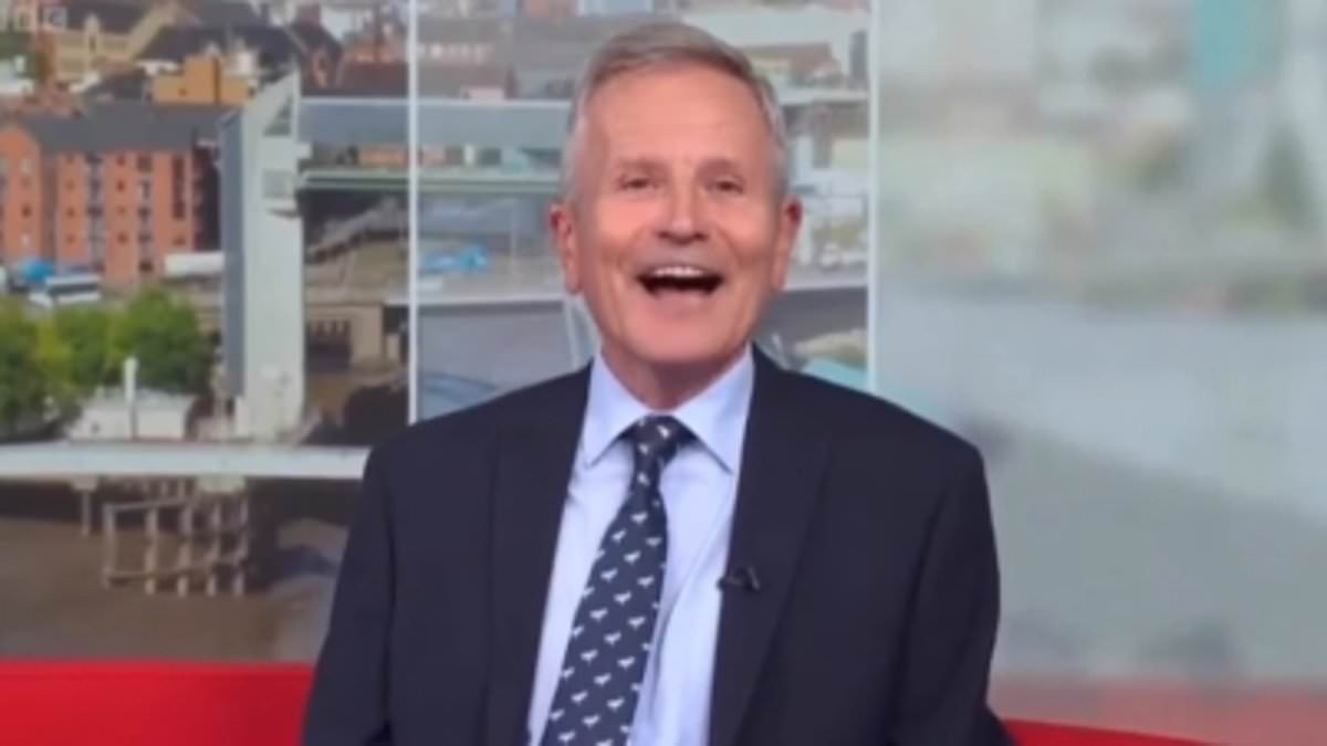 BBC Look North presenter Peter Levy struggles to keep a straight face after making a VERY cheeky joke about his colleague live on air