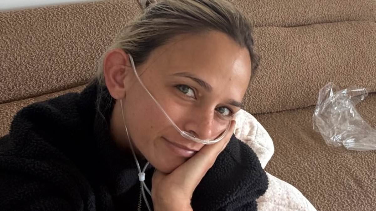 AFL WAG Kellie Finlayson wears breathing tube at home and reveals she's 'chronically sick' amid terminal cancer battle