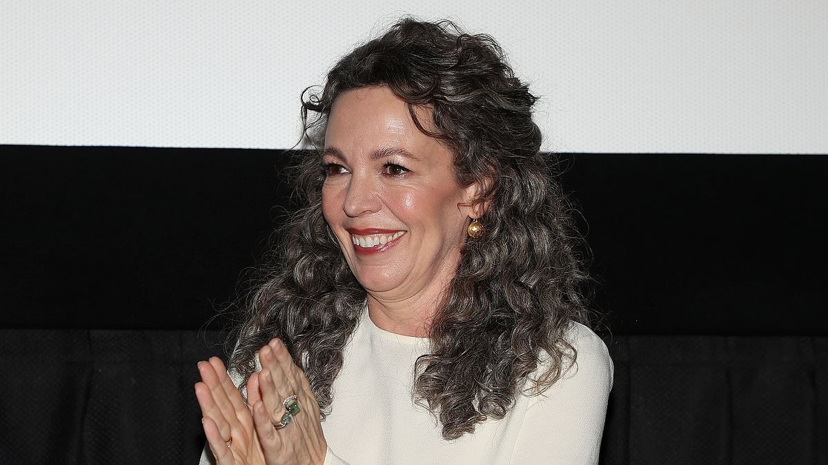 Olivia Colman, 52, displays her long grey locks as she joins Alexander Skarsgard at Wicker screening in New York after racy fantasy was labelled 'the year's weirdest rom-com'